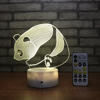 

Cute Panda Usb Night Light Creative Colorful Acrylic Crafts Wholesale 3d Light Fixtures White base Lovely 7 color change 3D lamp