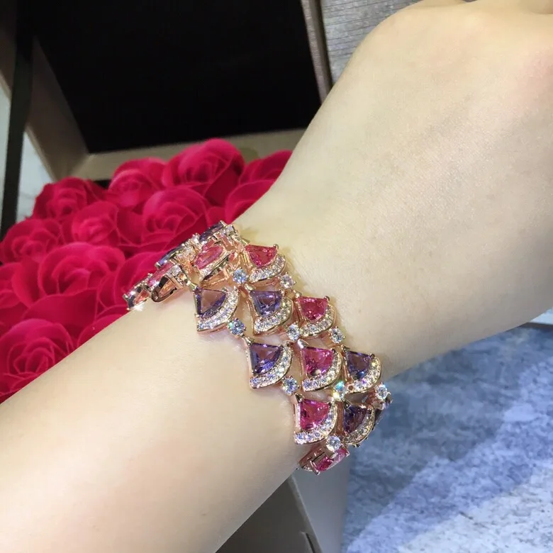

Designer fashion fan jewelry sector bracelet small skirt bangle cz crystal wedding party famous brand jewelry