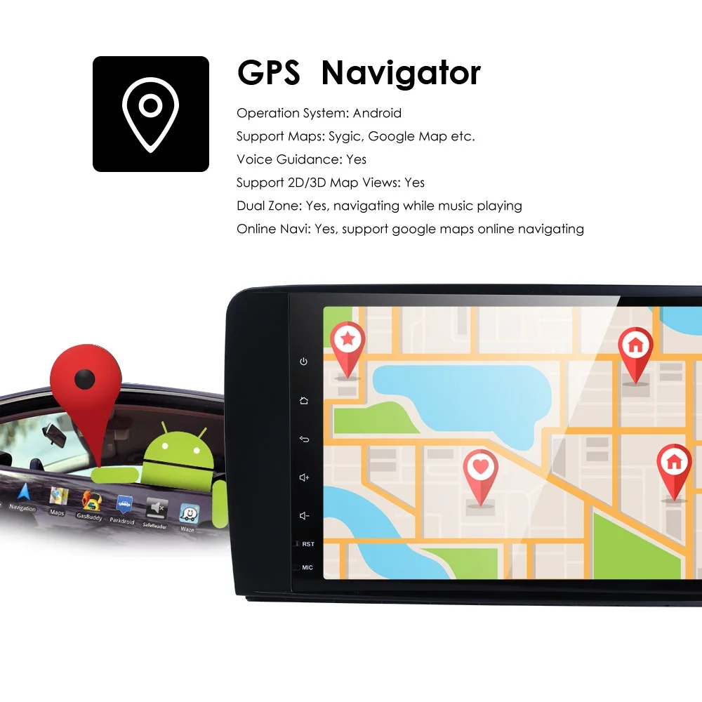 Excellent 2GB+16GB Quad Core Android 9.0 Car Radio For Mercedes/Benz/GL ML CLASS W164 ML350 ML500 X164 GL320 Canbus 4G Wifi GPS BT Radio 2