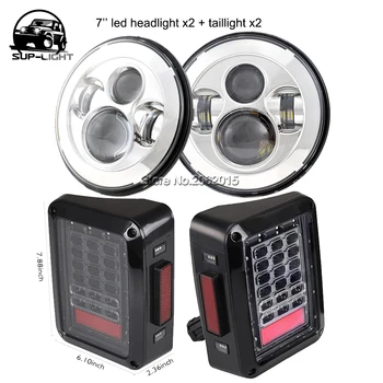 

Chrome 2x 7 inch round 45w led headlight + 2x led tail light for JEEP Wrangler led light kit