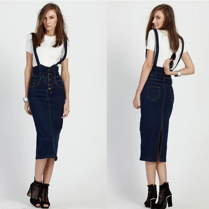 2019 Denim Dress Casual Spring Summer Sexy Denim Loose Women Strap Casual Long Denim Dress Blue 