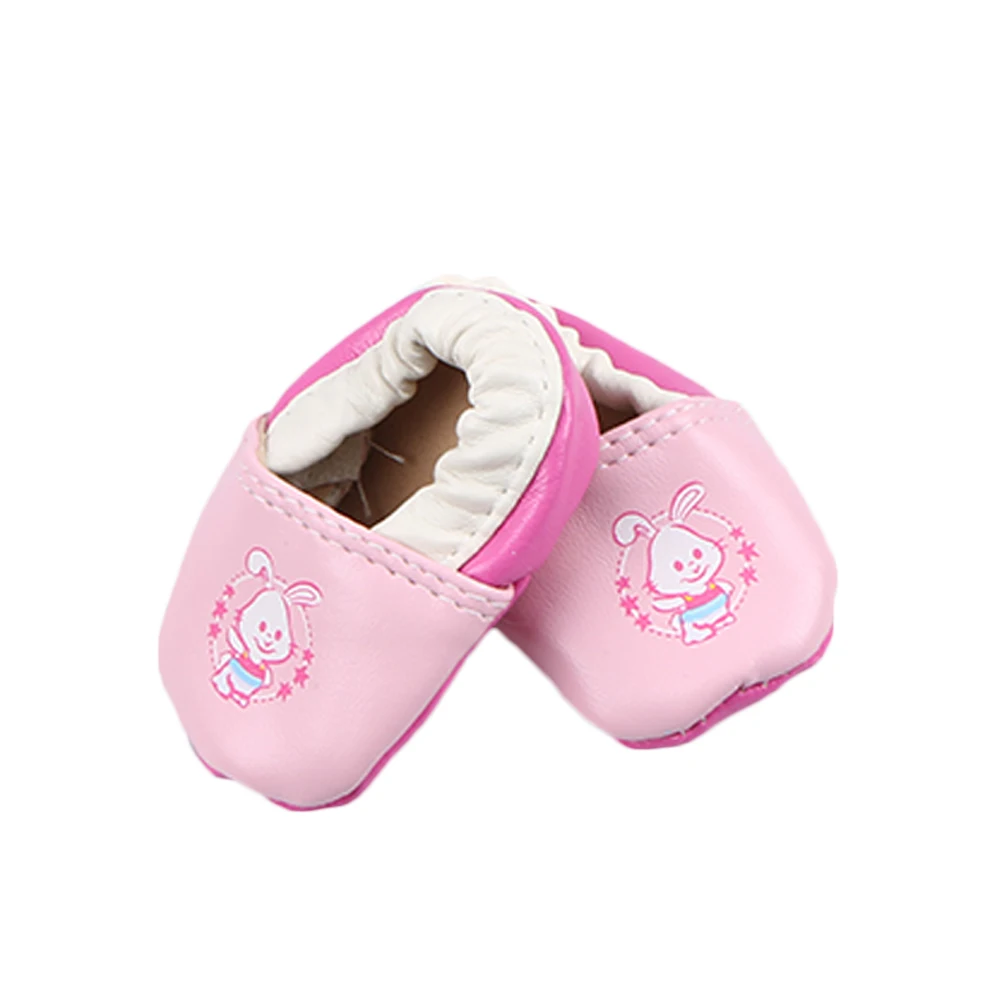 

Hot Sale Rabbit Pink Leather Shoes Wear fit 43cm Baby Doll Accessories Children Best Christmas Birthday Gift