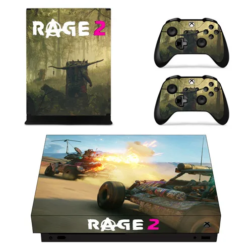 YSX1X1414 Игровой Rage 2 Полный лицевой панели кожи консоли и наклейка на контроллер для Xbox One X консоли+ кожаная наклейка на контроллер винил - Цвет: YSX1X1414