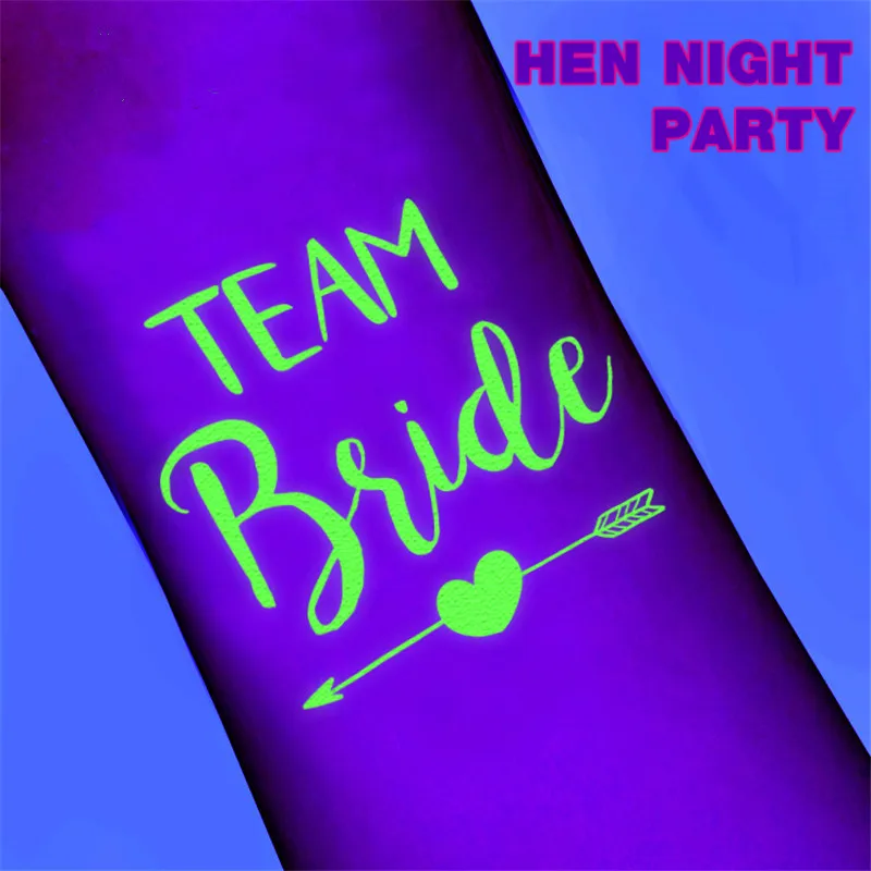 

10Pcs Luminous Tattoo Sticker Bride Team Tattoos Bridesmaid Bachelorette Party Bridal Shower Bride Party Wedding Decoration. W