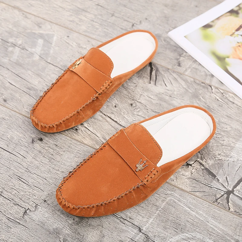 Casual Footwear Men Youth Half Drag Comfortable Man Shoes Black Brown Breathable Fashion Shoes Brand Designer Half slippers