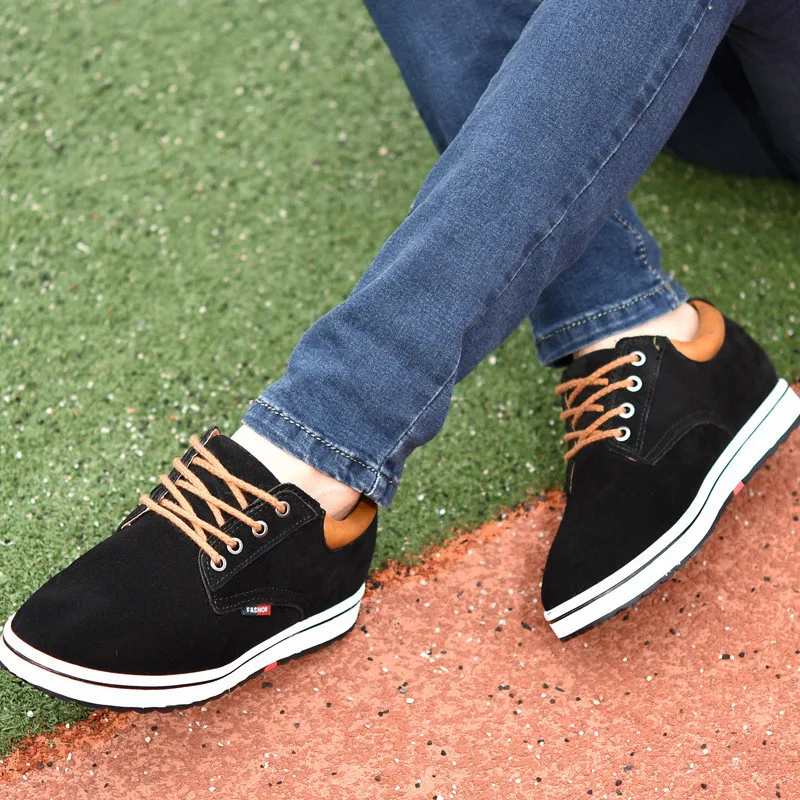LINGGE/ г.; брендовая мужская повседневная обувь, визуально увеличивающая рост, на каблуке 6 см; модные мужские дышащие кроссовки на платформе из замши в английском стиле
