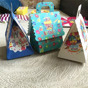 

12Pcs /lot Happy Birthday Hand Bag Candy Boxes Birthday Party Supplies Event Party Decorations Kids Favor Gifts Box