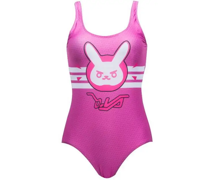 Новый стиль DVA Косплей Костюм Одежда Для Купания Розовый Кролик OW D. Va купальный костюм Цельный купальник