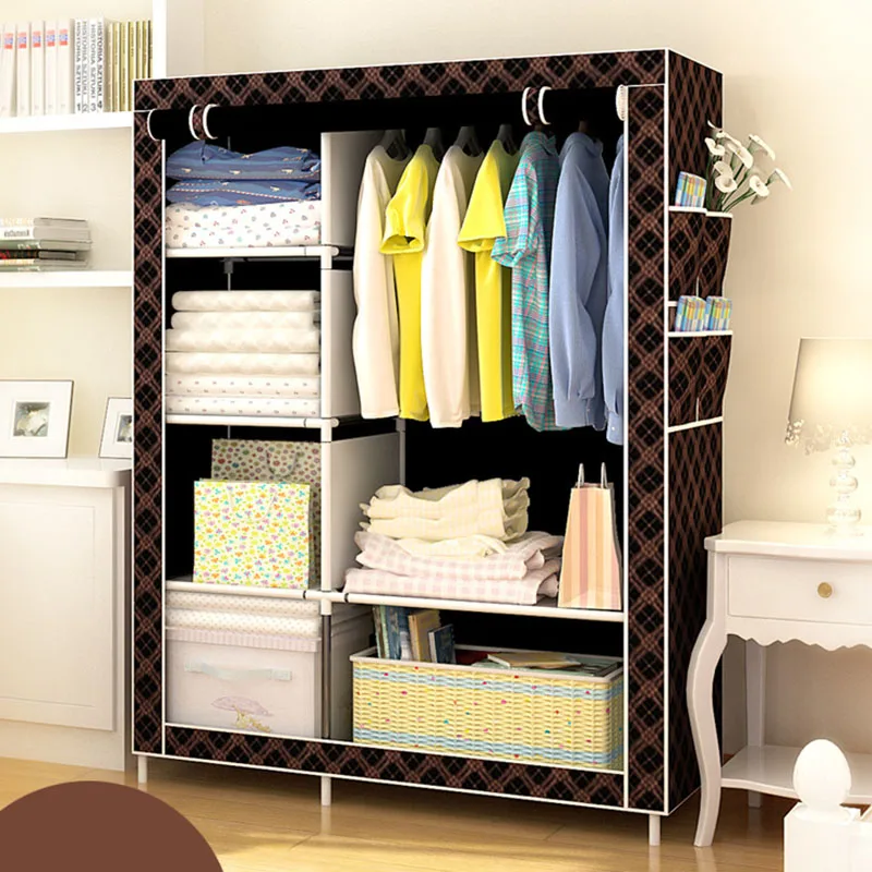 Простой DIY шкаф из нетканого полотна складной шкаф для хранения одежды пылезащитный влагостойкий шкаф домашняя мебель - Цвет: HH340600CS5