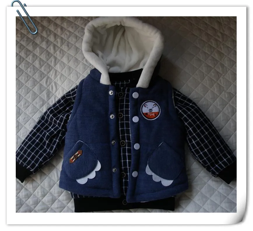 Baby Boys Girls Hooded Vest Plaid Coat Black Pant Sets 8