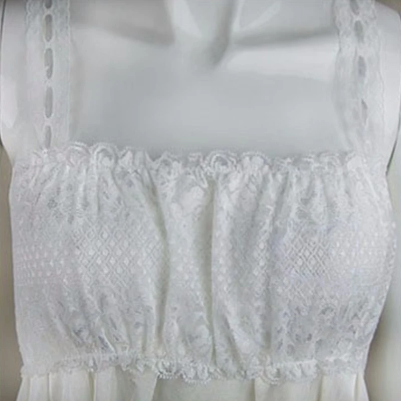 Женская ночная рубашка из шелка льда, Сексуальная кружевная ночная рубашка без рукавов, летняя Пижама на бретелях N20_C