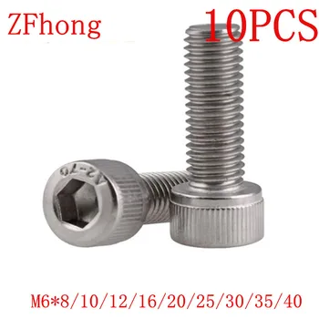 

10pcs/lot din912 stainless steel 304 M6*8 to 40mm hex socket cap head screw