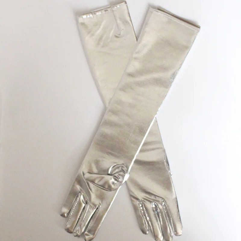 JaneVini блестящие золотые/Серебряные Длинные свадебные перчатки для невесты до локтя Свадебные перчатки Вечерние перчатки свадебные аксессуары