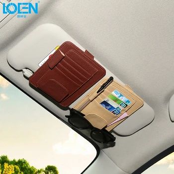 

Car Sun Visor Sunshade Storage Bag Organizer Microfiber Leather 16*12.5cm Card Pen Glasses Holder Black Beige For Universal Cars