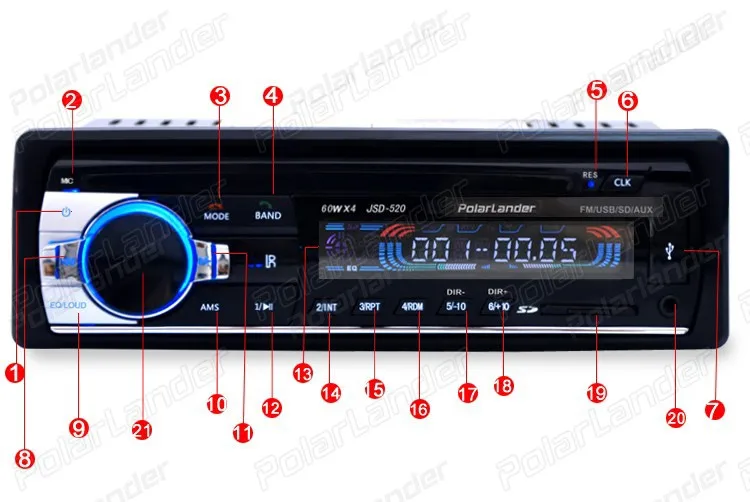 New! Автомобиль радио-плеер, поддержка синий зуб, ответ / отбой SD телефон USB AUX IN, 12V 1 DIN аудио автомобиля, стерео mp3