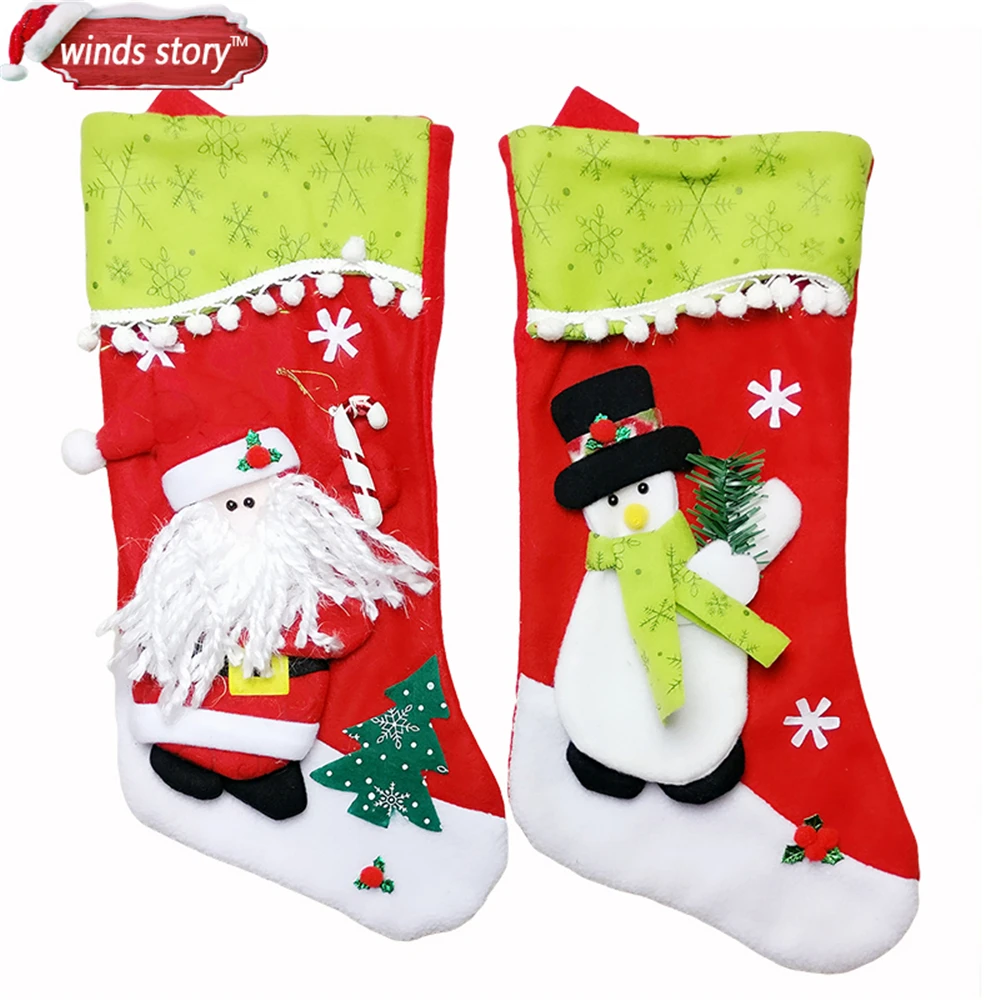 Uncategorized Christmas Stocking Story 2pc large cute christmas stocking decoration santa claus snowman gift candy bag indoor xmas decor sock new years i