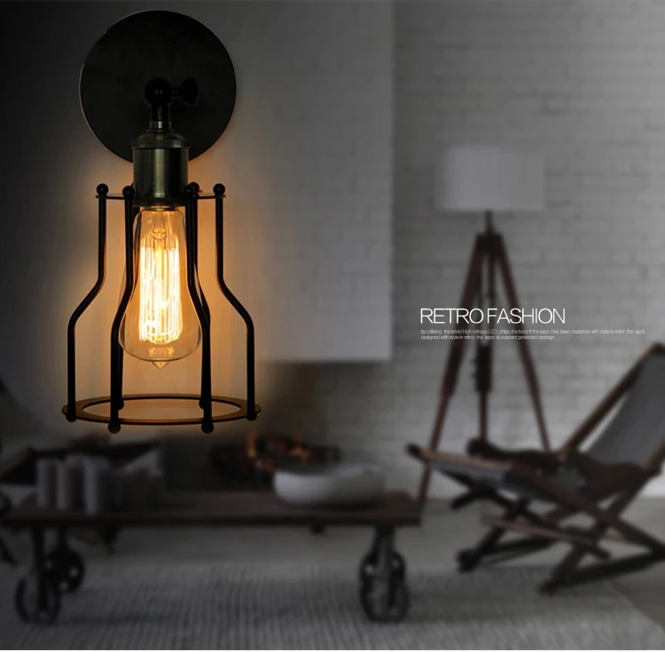 

Retro iron lotus wall lamp Edison art coffee shop clothing store decorative lamp iron wall lamp GY162