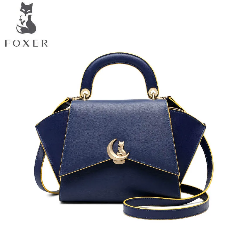 

FOXER 2019 new cowhide temperament handbag women Fashion shoulder messenger bag Wings package Designer bag female