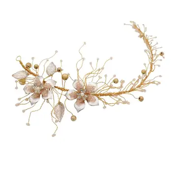 

1Pc Bridal Headband Beads Bridal Mesh Flower Shape Hair Hoop for Wedding Party