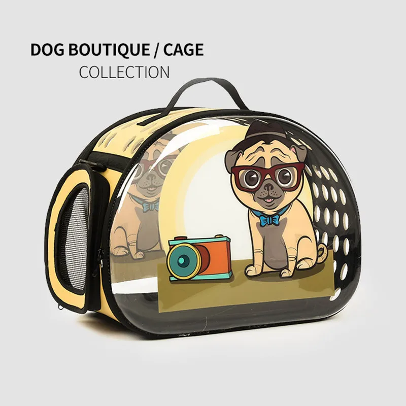 

Transparent Printing Dog Carrier Bag Portable Cats Handbag Foldable Travel Bag Puppy Carrying Shoulder Pet Bags