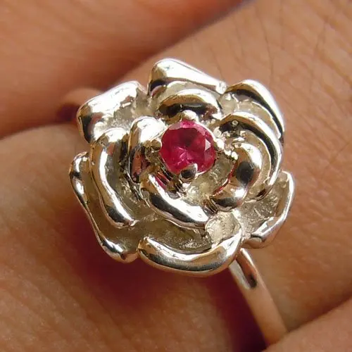 

Solid 925 Sterling Silver Flower Ring, Rose Ring,