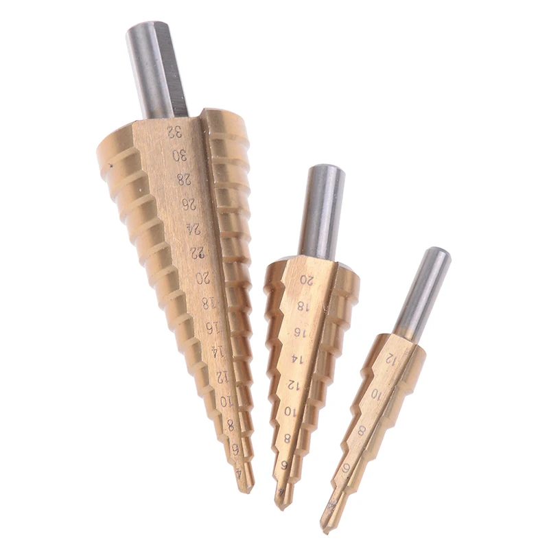 

1pcs HSS Spiral Grooved Center Drill Bit Pagoda Shape Hole Cutter 4-12mm Carbide Titanium Step Cone Drill Bit Set