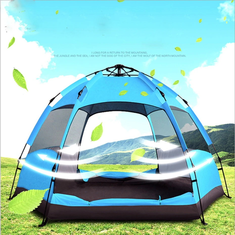 YINGTOUMAN Открытый 5-8 человек быстрое автоматическое открытие Открытый Кемпинг пикника двойные палатки солнцезащитный шестиугольный тент