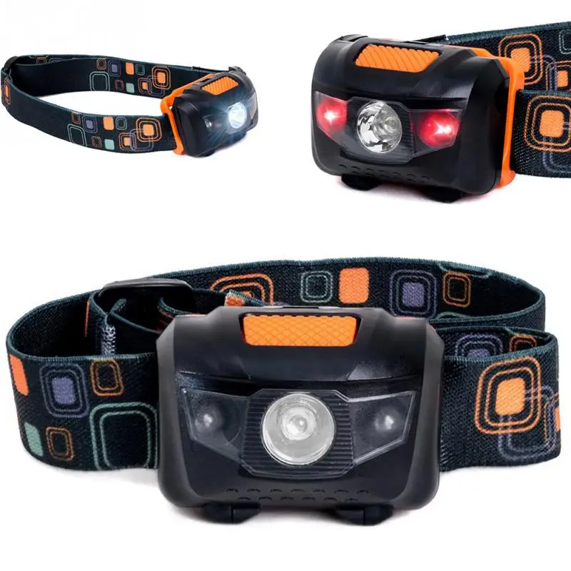 

High Brightness Lightweight Headlight 2 LED Red White Light Headlamp Head Torch