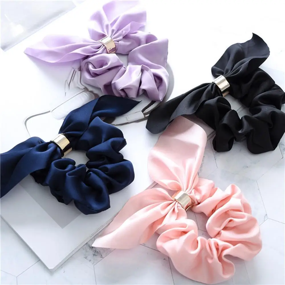 

Hair Accessories Floral Hair Scrunchie for Women Print Knotted Ponytail Holder Solid Satin Hair Ties Girl Hair Rope