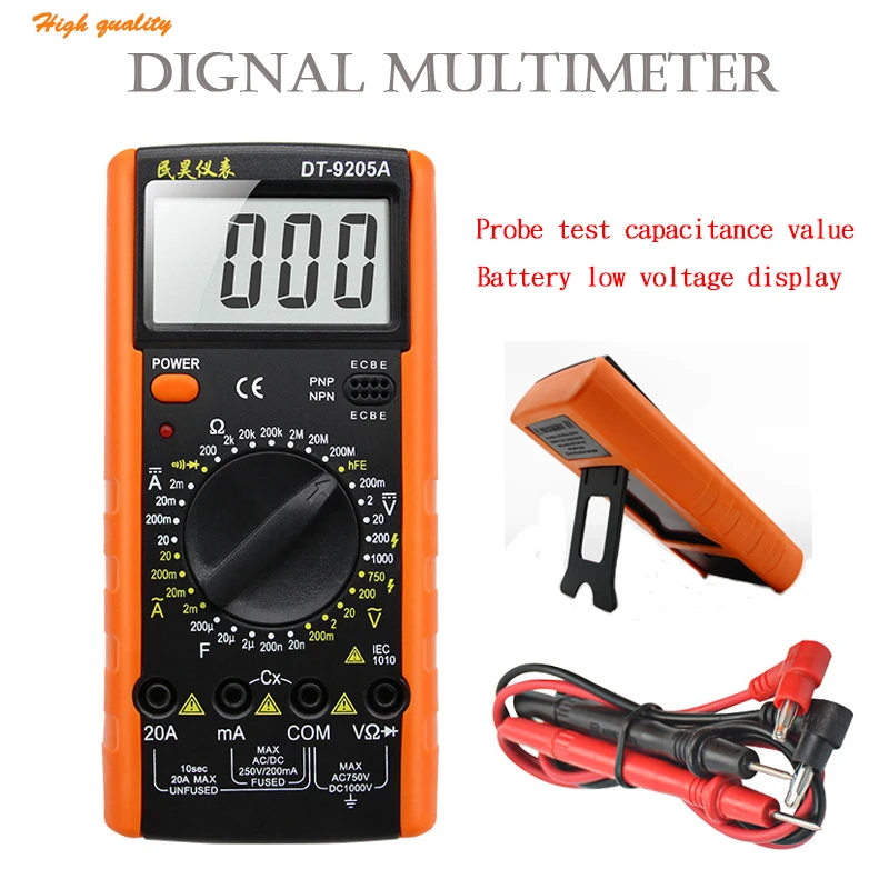 

DT9205A Digital Multimeter AC DC LCD Display Professional Electric Handheld Multitester Meter Multimetro DT9205A Ammeter Tester