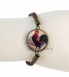 Ферма Животных Украшение, картина большой браслет с петухами кулон талисманы курица кожаный браслет для женщин наручные ювелирные изделия