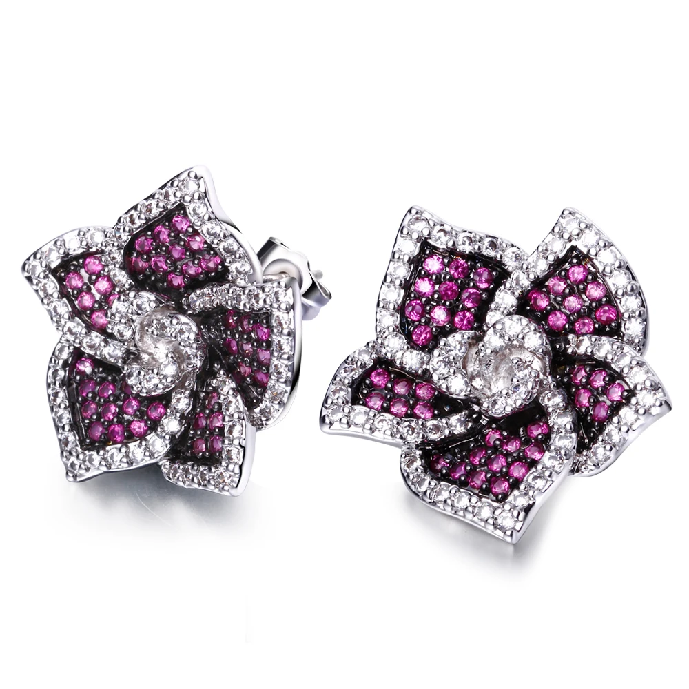 

Color Earring with Cubic zircon CZ setting stud Earrings wedding earring wholesale new fashion jewelry Free shipping