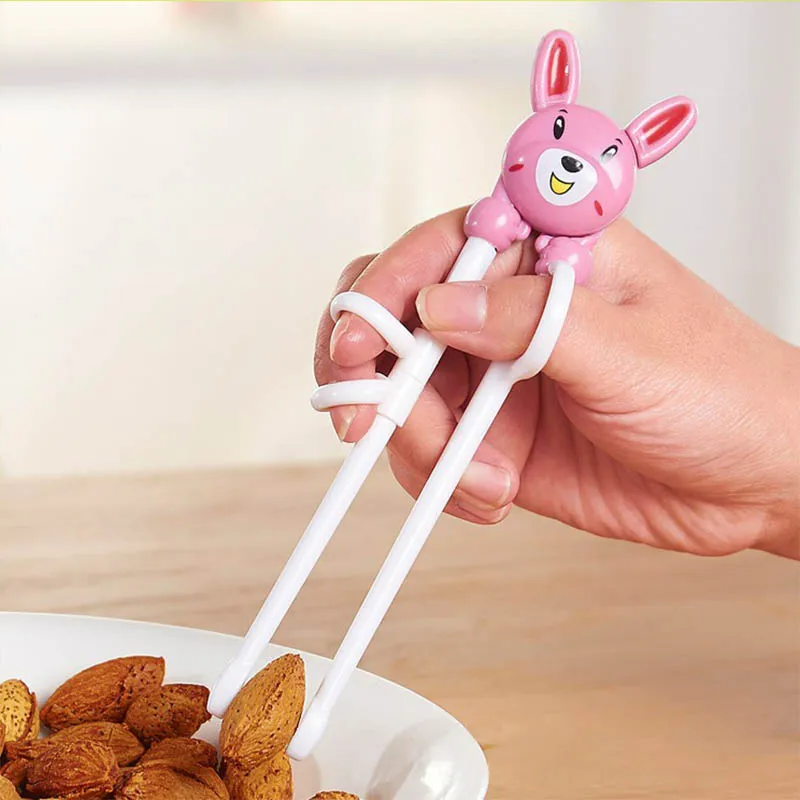 Для начинающих палочки для еды с героями мультфильмов учебные палочки для обучения детей Детские Обучающие палочки для еды Пластиковые Портативные - Цвет: Розовый
