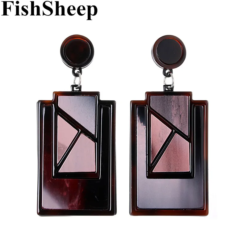 

FishSheep 2019 Fashion Geometric Acrylic Big Drop Earrings Acetic Acid Rectangle Dangle Pendant Earring Women Statement Jewelry