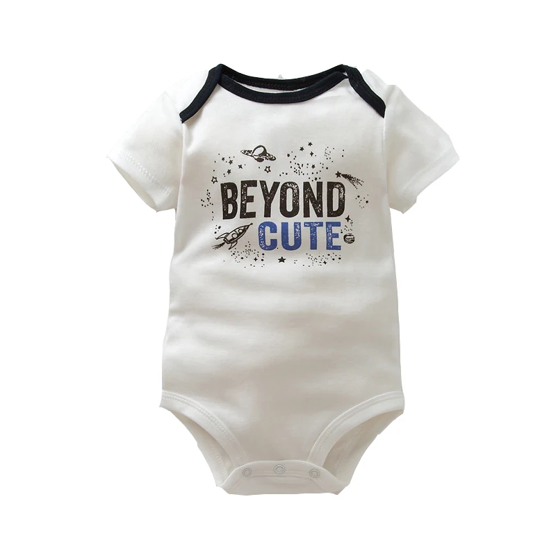Новая летняя одежда для маленьких девочек детские с буквенным принтом боди с короткими рукавами, хлопок, Одежда для новорожденных мальчиков, одежда для малышей от 0 до 24 месяцев - Цвет: white