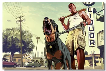 

Custom Canvas Wall Arts GTA 5 San Andres Poster Grand Theft Auto V Stickers Franklin Chop Solomun Wallpaper Bedroom Mural #0928#