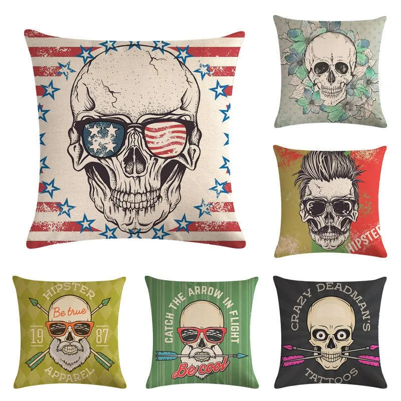 

JAYQUERING Trendy Halloween Skull Exaggeration Pillow Cases New Arrival Unique High Quality Cosy Bedding Cushions Home F591
