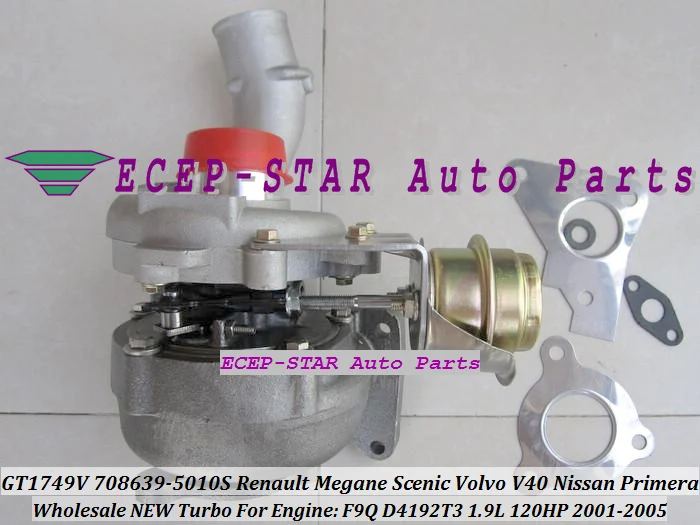 GT1749V 708639 708639-5010 S Turbo Турбокомпрессор для Renault Megane Scenic для Volvo S40 V40 для Nissan Primera F9Q D4192T3 1.9L