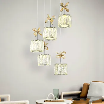 

New modern home crystal chandelier warm 5 head chandelier led light luxury dining room pendant lamp ZP4161139
