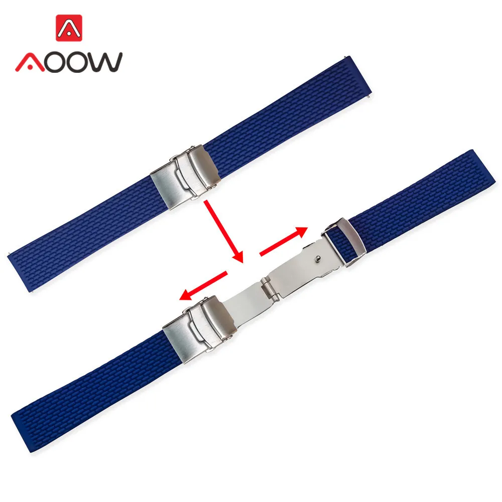 Silicone Strap with Folding Buckle – Quick Release Rubber Bracelet in Multiple Sizes