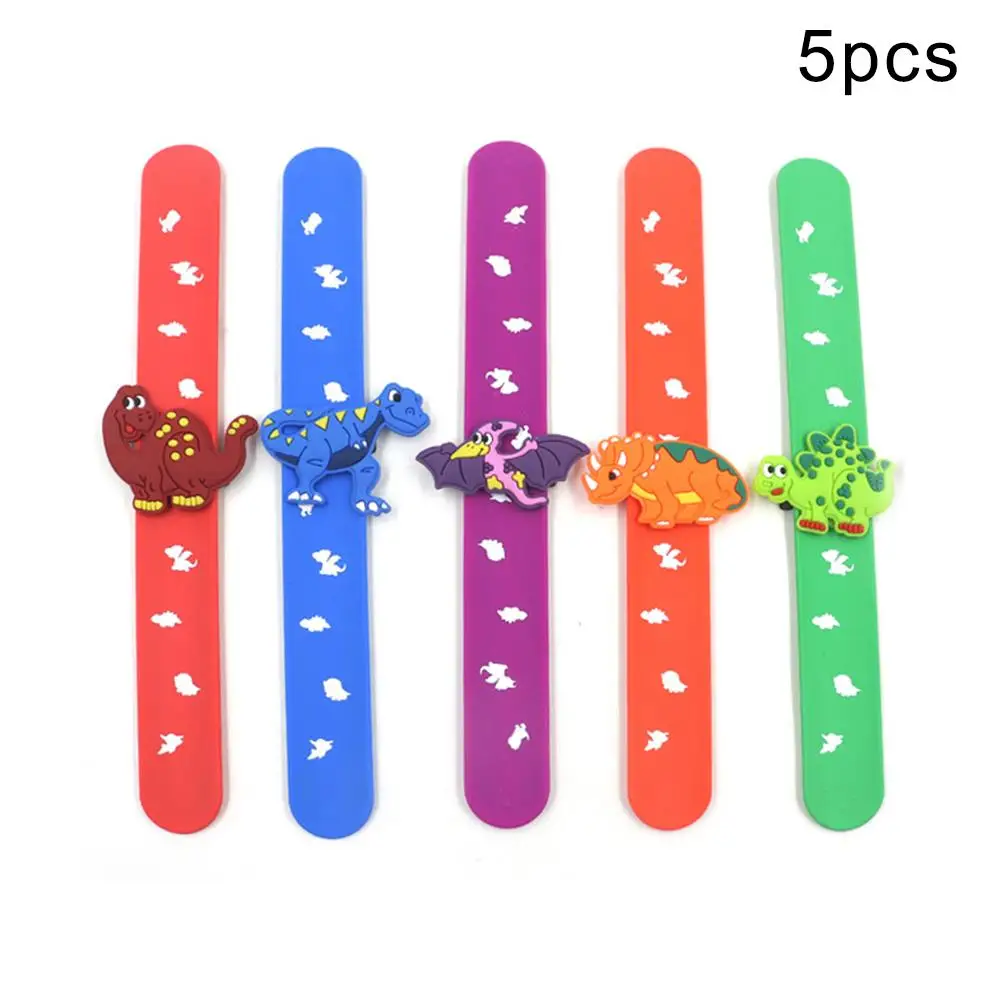 

5Pcs/Set Cartoon Dinosaur Silicone Children size Suitable Wristband Bracelet Party Favors Popular