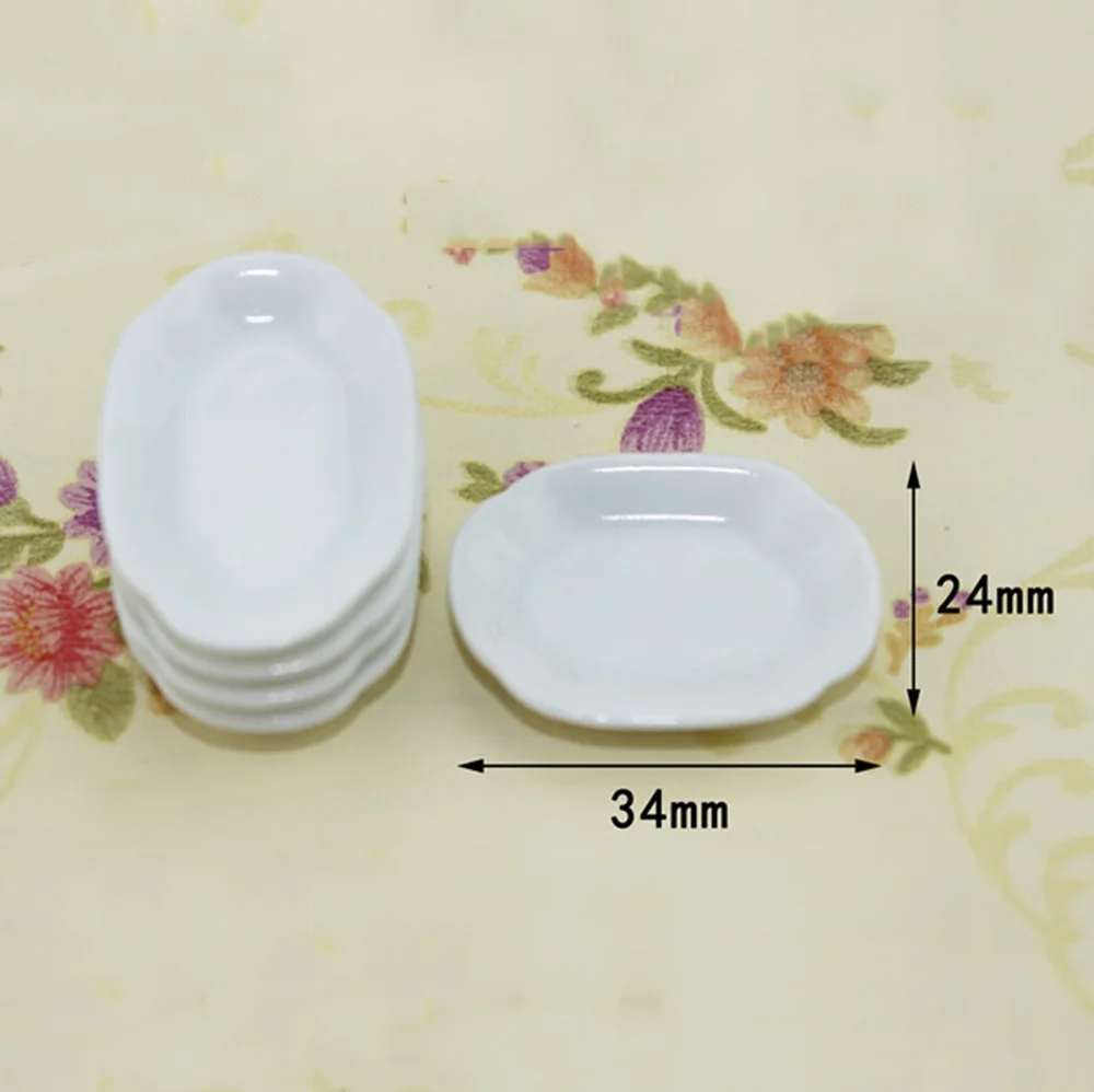 

1Pcs 1/12 Dollhouse Miniature Accessories Mini Ceramic Food Plate Simulation Kitchen Dish Model Toys for Doll House Decoration