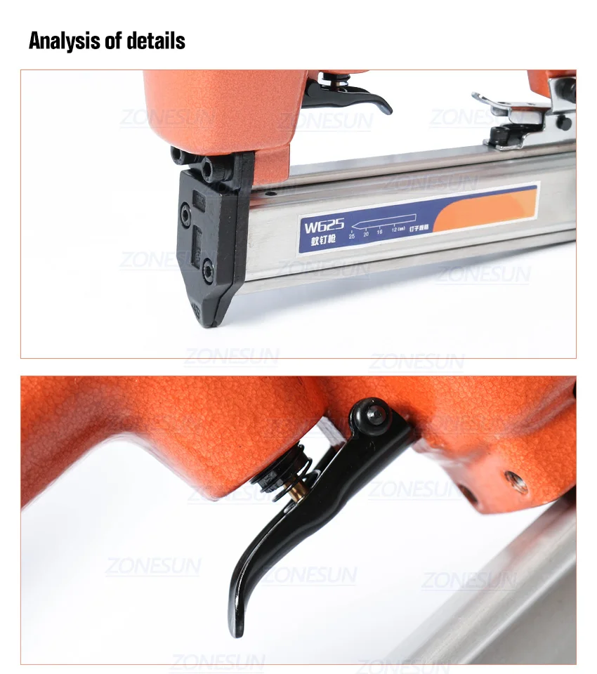 ZONESUN W625 москитный пневматический гвоздепистолет воздушный степлер степлинг машина для обработка древесины для мебели столярные украшения плотник
