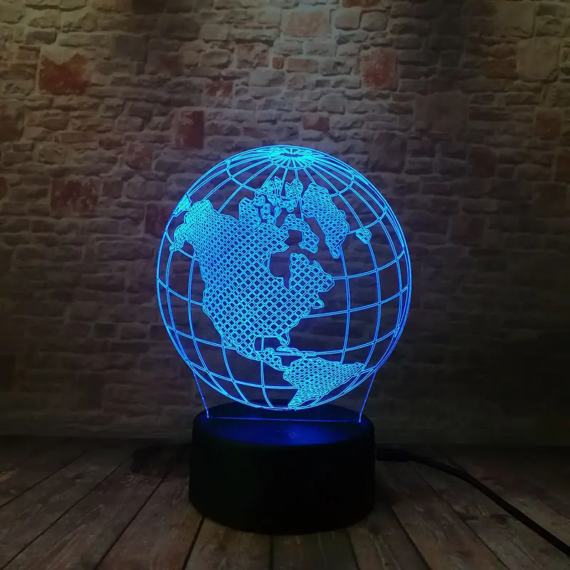 Flash мира модель 3D Иллюзия светодиодные лампы красочные light Touch мигающий ночник Глобус земли фигурки и игрушки