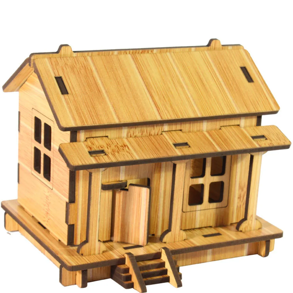 Diy haus 3d puzzle spielzeug holz erwachsene kinder intelligenz entwicklungsbiologie spielzeug haus modellbau kits krystal