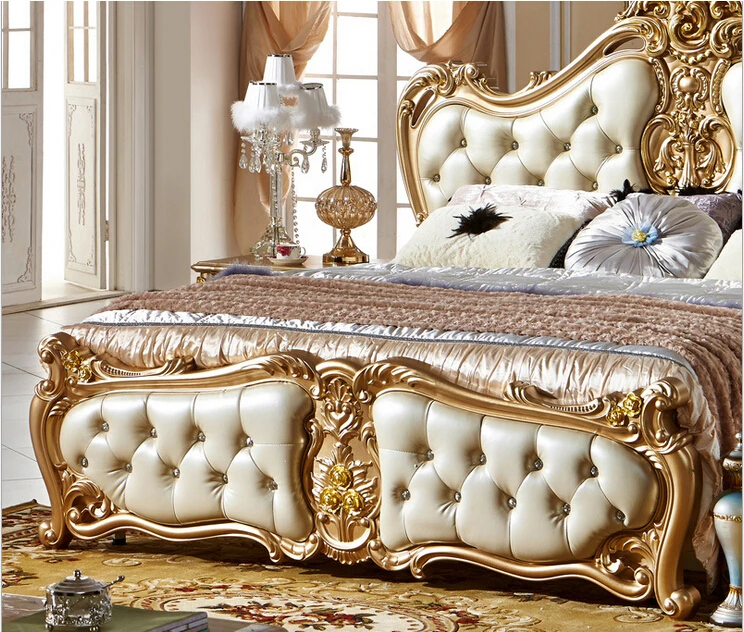 Кровать King size Современная Классическая Роскошная антикварная мебель Хрустальная кровать 315