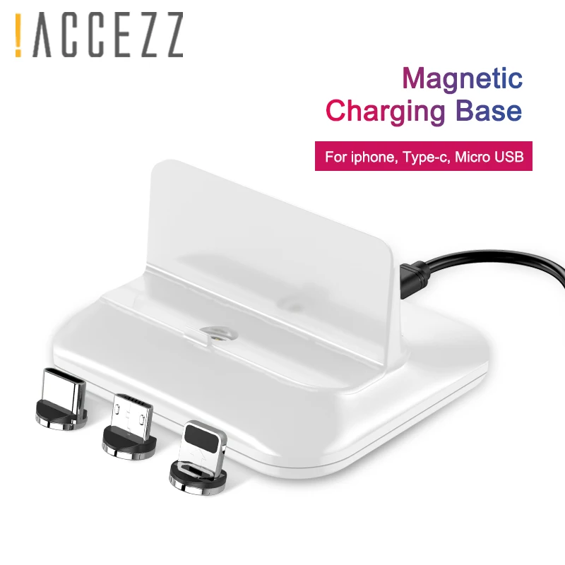 

!ACCEZZ Fast Magnetic Charger Dock Micro USB 8 Pin Type-C For iphone 8 X Plus XS For Samsung Xiaomi Huawei Magnet Charging Stand
