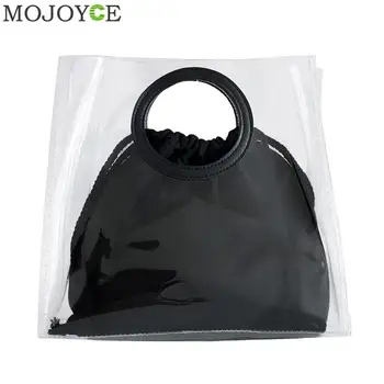 

2PCS/Set Clear Transparent Bag Set PVC Women Drawstring Bags Ladies Large Totes Handbags Purse Bolsa Female