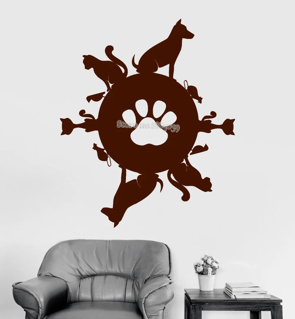Pet Vinyl Art Wall Decal Animal Shop Cat Dog Stickers Mural Kid