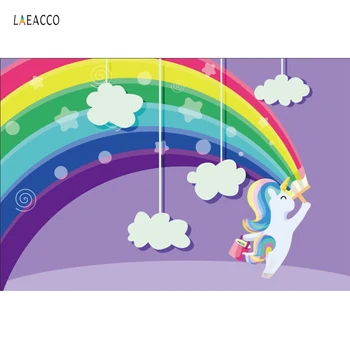 

Rainbow Lovely Unicorn Birthday Party Backdrops For Photography Cloud Baby Poster Photo Backgrounds Photocall Photo Studio